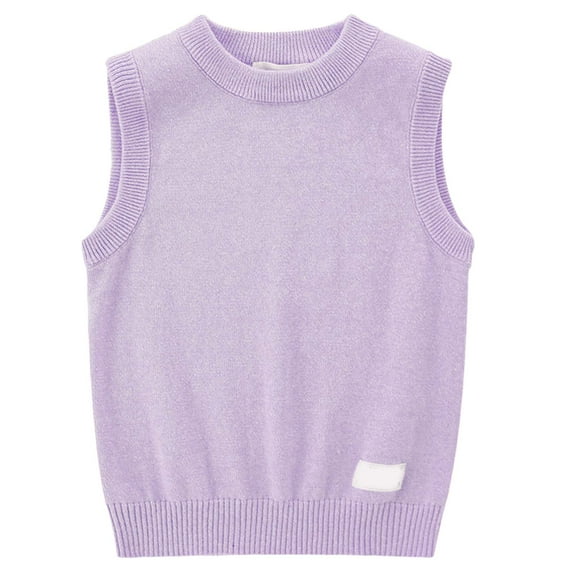 enyan Uniform Shirts for Boys Boys Girls Spring Fall Sweater Vest for Kids Toddler V-Neck Knit Waistcoat Vest(Purple,7-8 Years)