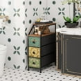 thumbnail image 4 of Narrow Dresser Tall Skinny Storage Tower Vertical Slim Chest of Drawers with Charging Station Small Nightstand Side Table for Bedroom, Bathroom, Small Spaces (Retro Flower, 3 Drawers), 4 of 14
