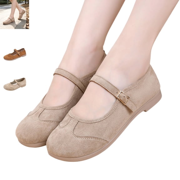 YOUYEDIAN Mary Jane Shoes Women Fashion Round Toe Casual Flats Versatile Single Strap Design Comfy Dress Shoes