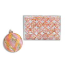 24 Pack Clear Ball Ornament with Mardi Gras Swirl Design