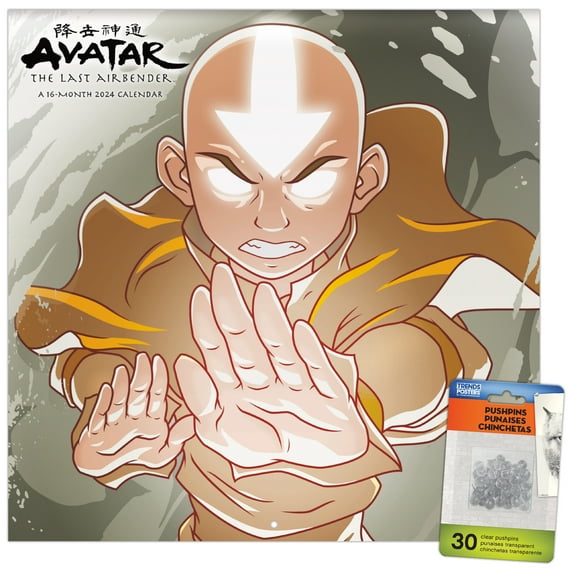 Trends International 2024 Nickelodeon Avatar: The Last Airbender Wall Calendar & Push Pins