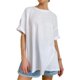 thumbnail image 3 of Camiseta de verano para mujer, blusas holgadas de manga corta básicas informales con abertura de Color sólido para mujer, 3 of 5