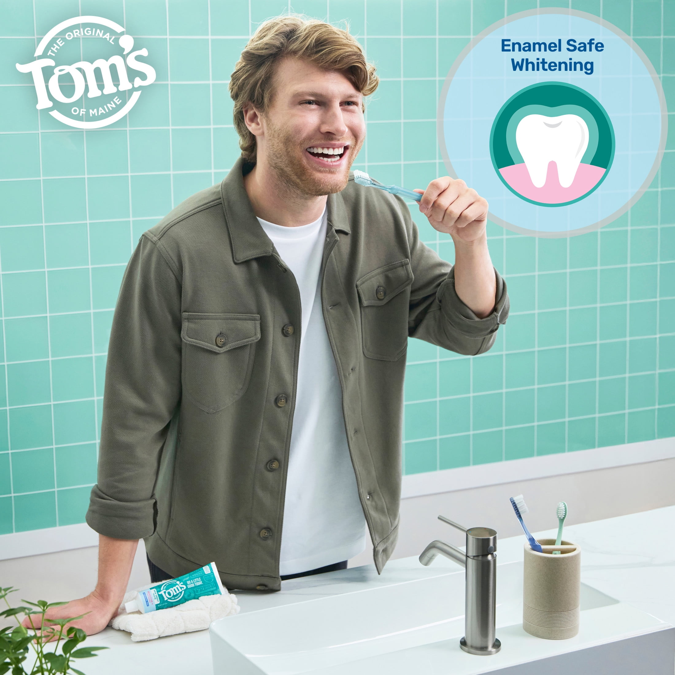 (2 pack) Tom’s of Maine Sensitive Plus Whitening Fluoride Free Toothpaste, Refreshing Mint, 4.5 oz