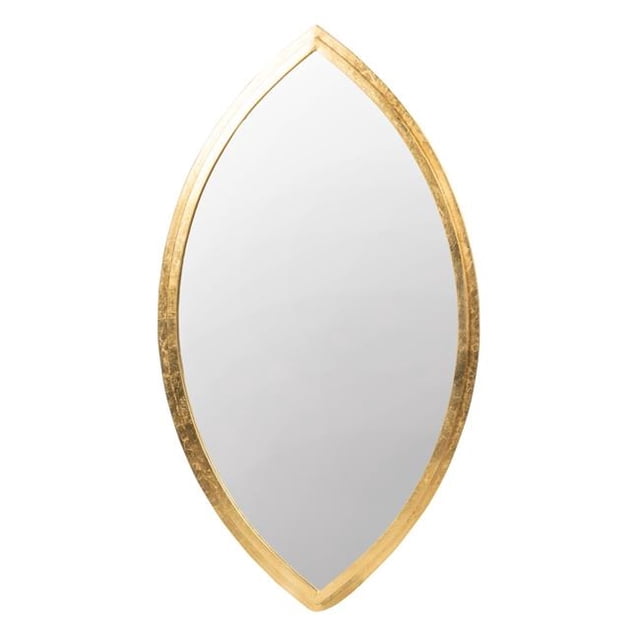 Benjara BM226813 Oval Shape Metal Frame Wall Mirror, Gold