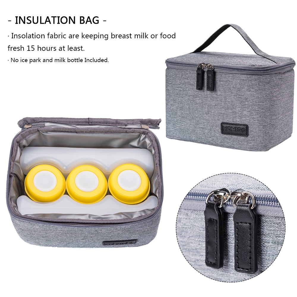 Diaper Bag Breast Pump Backpack - Double Layer for Mother with Insulation Bag Grey