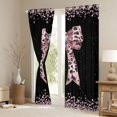 thumbnail image 3 of Manfei Cheetah Print Bowknot Black Out Curtains for Girls Women,Kids Teens Bling Crystal Sequins Curtains Pack of 2 (42x63 Each),Super Cozy Room Decor, 3 of 6