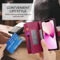 thumbnail image 6 of Allytechgroup Wallet Case for Apple iPhone 13, 9 Cards Holder + Zipper Pocket + Hand Wrist Shockproof Stand Flip Cover RFID Blocking Phone Case for Women Men, Red, 6 of 7