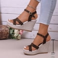 thumbnail image 2 of Espadrilles for Women Open Toe Platform Wedge Sandals Ankle Strap Slingback High Heels Nonslip Summer Dress Shoes Brown Size 9, 2 of 8
