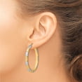 thumbnail image 4 of Auriga Fine Jewelry 925 Sterling Silver Vermeil Diamond-cut 3x40mm Hoop Earrings for Women, 4 of 6