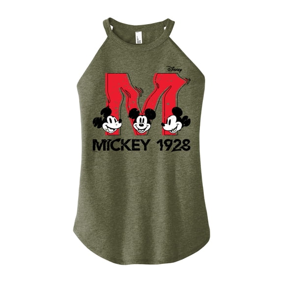 Disney - Mickey & Friends - Large Letter M - 1928 - Glitch - Juniors High Neck Tank Top