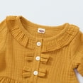 thumbnail image 5 of 18 Months Toddler Baby Girls Clothes Baby Girls Outfits 18-24 Months Baby Girls Long Sleeve Round Neckline Ruffle Top Jeans Pants 2PCS Set Yellow, 5 of 9