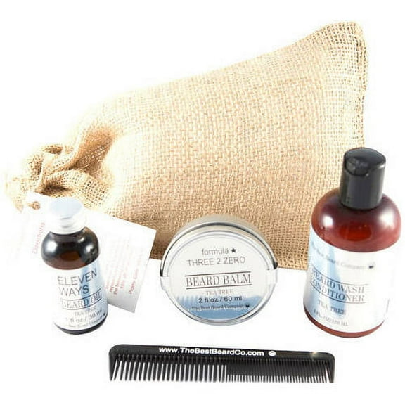 The Best Beard Company Tea Tree Premium Grooming Traveling Kit, 5 pc