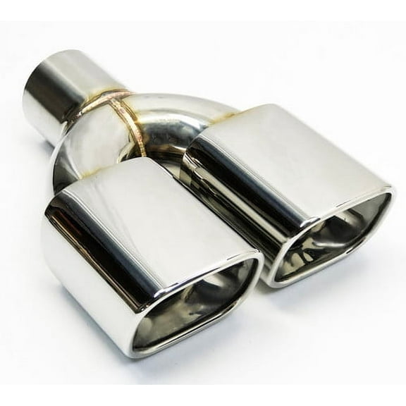 Exhaust Tip 2.50 Inlet 3.00 X 3.65 Outlet 10.25 long Dual Rolled Resonated Stainless Steel Wesdon Exhaust Tip