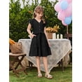 thumbnail image 3 of Vestido Arshiner para niñas, manga corta, verano, cuello en V con cinturón, 7-8Y, 3 of 8