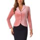 thumbnail image 1 of Blazer de terciopelo rosa para mujer con solapa de muesca y mangas largas, XL, 1 of 6