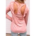 thumbnail image 1 of POGLIP Women's Pink Open Back Long Sleeve Knit Top, 1 of 6