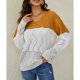 thumbnail image 2 of Suéter de punto a rayas con bloques de colores para mujer, suéter holgado informal elegante de manga larga con cuello redondo, suéter calado Ginger XL, 2 of 8