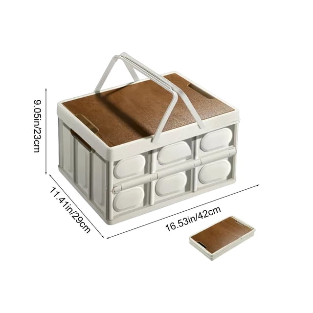 Collapsible Storage Bins Box with Lids and Handle, 30L Portable Plastic Storage Crate Containers Totes, Stackable Foldable Camping Basket Supplies for Camp Fishing Car RV, Office