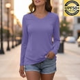 thumbnail image 2 of Long Sleeve Shirts for Women Workout V Neck UPF 50+ UV Sun Protective Pullover T-Shirt Casual Tunic Tops (L, Purple), 2 of 6