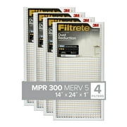 Filtrete 14x24x1 Air Filter, MPR 300 MERV 5, Dust Reduction, 4 Filters
