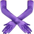 thumbnail image 5 of Xfvqtps Women Long Satin Gloves Solid Color for Christmas Party Dancing Evening Party Opera deep Purple, 5 of 5