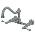 thumbnail image 2 of Kingston Brass Vintage Two-Handle 2-Hole Wall Mount Bathroom Faucet Brushed Brass Brushed, 2 of 5