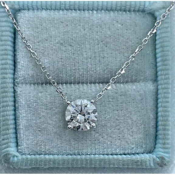 2Ct Round Cut Lab Created Diamond Solitaire Women's Pendant 14K White Gold Plated Sterling Silver