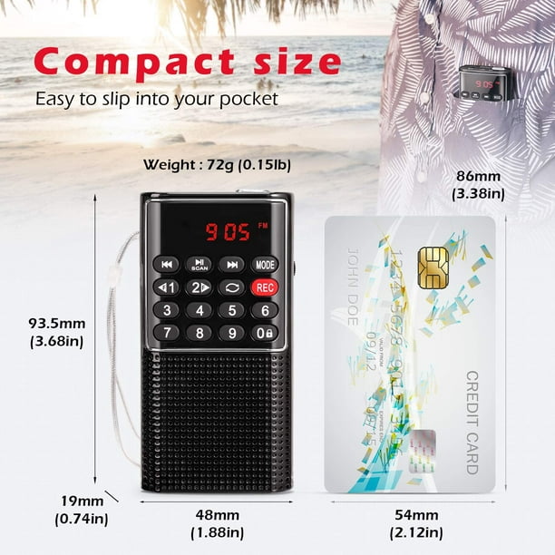 Acheter L-328 Multifonctionnel Mini Radio FM Portable Haut-Parleur  Enregistreur Lecteur MP3 avec Support d'affichage LED Carte TF AUX USB  Rechargeable