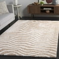thumbnail image 2 of SAFAVIEH Tahoe Kuzman Striped Shag Area Rug, Gold/Ivory, 6'7" x 6'7" Square, 2 of 8