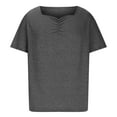 thumbnail image 6 of QUINDOS Short Sleeve Woman T Shirt Summer Plus Size Gray Cotton Tops for Women Birthday V-neck Solid Tops, 6 of 6