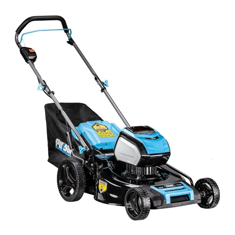 Pulsar 20” 56V Battery Powered Push Lawn Mower, Cordless, with Rear Bag, Lithium-Ion, Blue