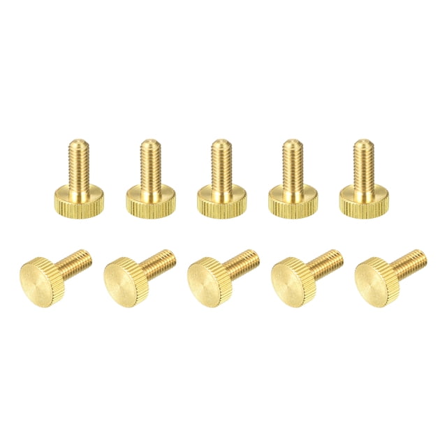 Unique Bargains Moleté Vis à Pouce, M6x16mm Plat Laiton Boulons Poignée Boutons de Fixations 10Pack