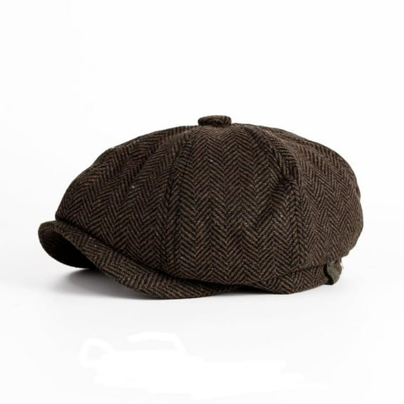 Men's Vintage British Style Octagon Newsboy Cap, Classic Peaked Brim Soft Blend Fabric Driver Hat for Daily Outdoor Photography Fashion