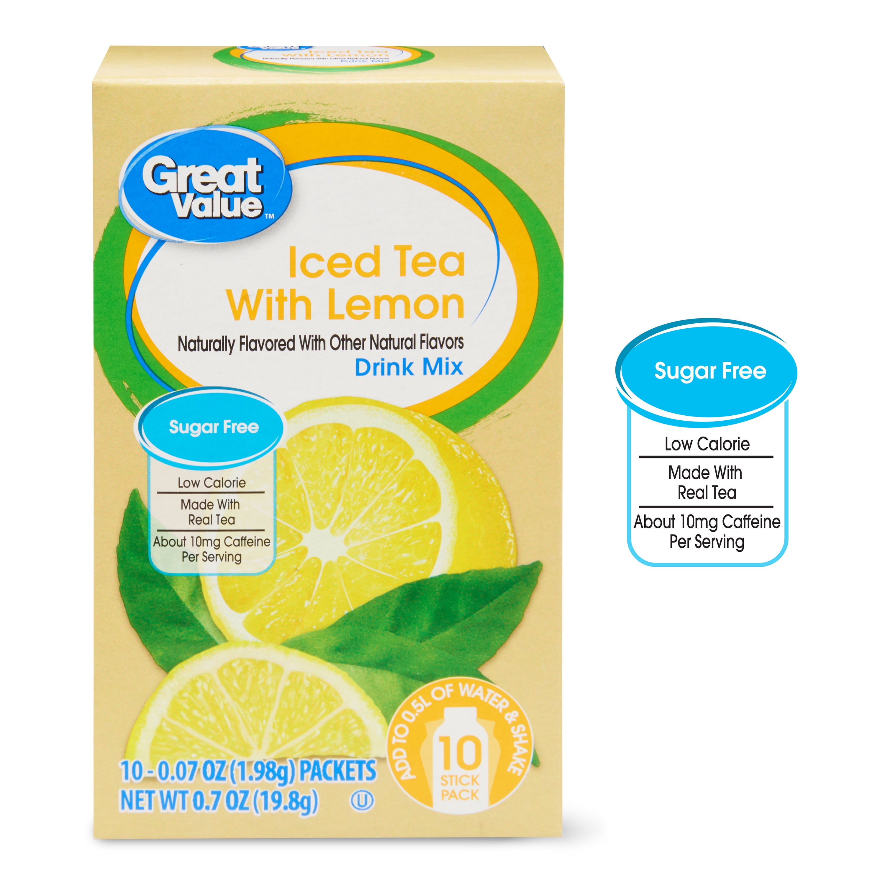 (12 pack) Great Value Iced Tea with Lemon Drink Mix, 0.07 oz, 10 Count
