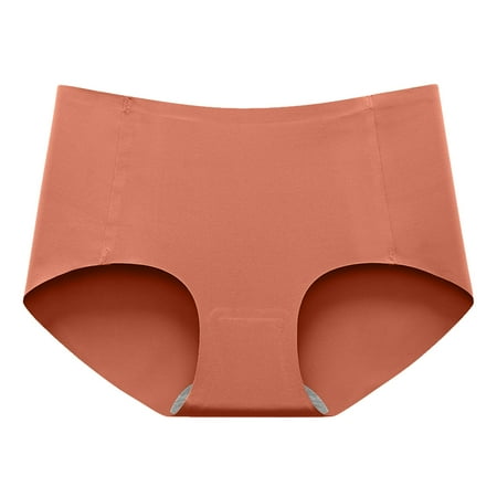 

2PC Underwear Women High Waisted Non-Trace Ice Silk Breathable Midwaist Solid Color Underwear