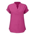 thumbnail image 5 of Vestidos Casuales Para Mujer, Blusas De Mujer De Moda Suéter de mujer de color liso de imitación de lino y lino con hombros descubiertos y cuello en V de manga corta a la moda, 5 of 5