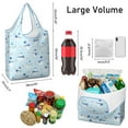 thumbnail image 3 of 5 Pack Foldable Shopping Bag,Light Blue Christmas Snowman Pattern Reusable Grocery Bags with Pockets,Large Reusable Tote Bags with Handles Waterproof & Lightweight, 3 of 6