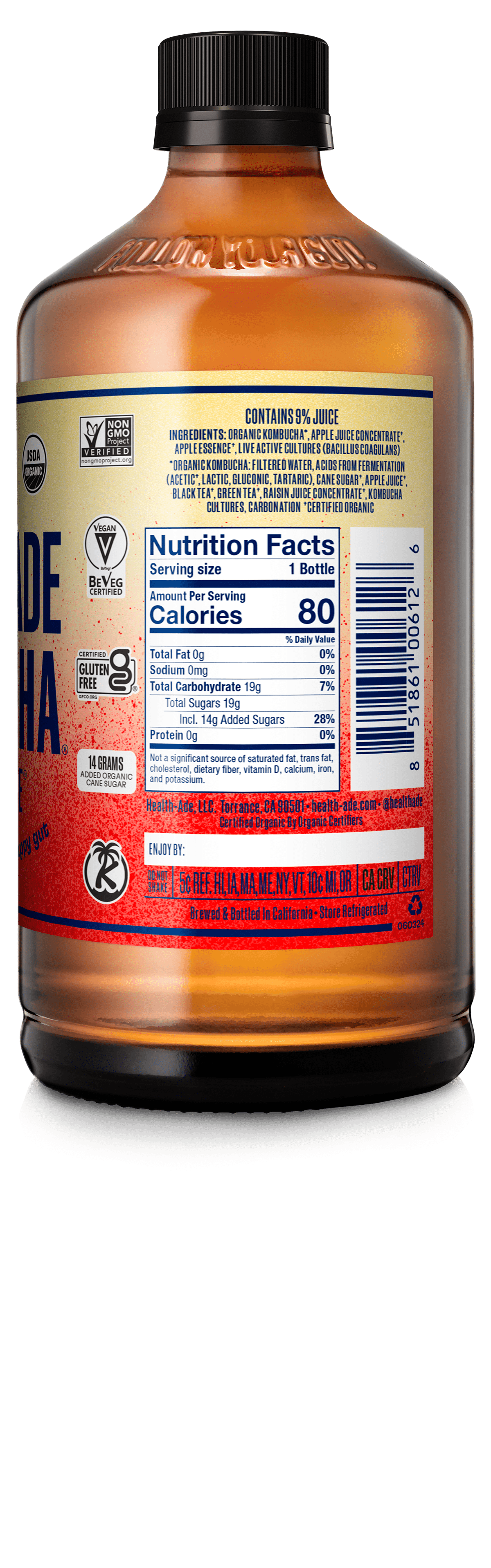 Health-Ade Pink Lady Apple Kombucha, 16 fl oz