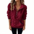 thumbnail image 3 of Horkkom Quarter Zip Pullover Women V Neck Fleece Sweatshirts Warm Casual Winter Coats with Pocket M, Gifts for Women, 3 of 5