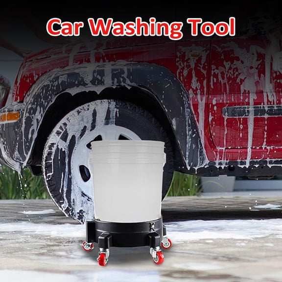 Wash Rolling Bucket Dolly For Car Washing, Heavy Duty Plastic Drum Dolly Bucket Dolly With 5 Swivel Casters, Black