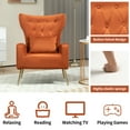 thumbnail image 2 of Tufted Upholstered Velvet Armchair for Living room, Bedroom, Orange, 2 of 6
