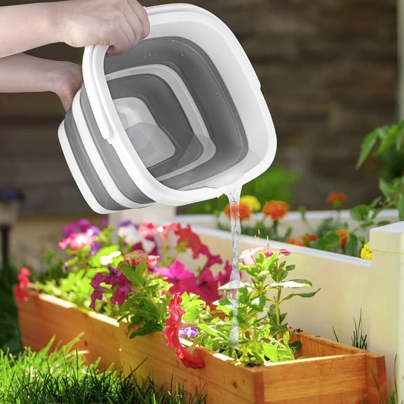 Collapsible Bucket, Small Cleaning Mop Buckets for Household Outdoor Car Washing Tub Plastic Foldable Portable Camping Beach Sand Water Pot Pail Space Saving Square