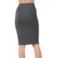 thumbnail image 3 of Basic Solid Plain Knee Length Cotton Spandex Skirt, Ash Gray, Large, 3 of 3