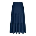 thumbnail image 7 of Women’s High Waist Tiered Maxi Skirt with Elastic Waistband and Pockets Flowy A Line Lightweight Casual Skirt Navy 2XL, 7 of 7