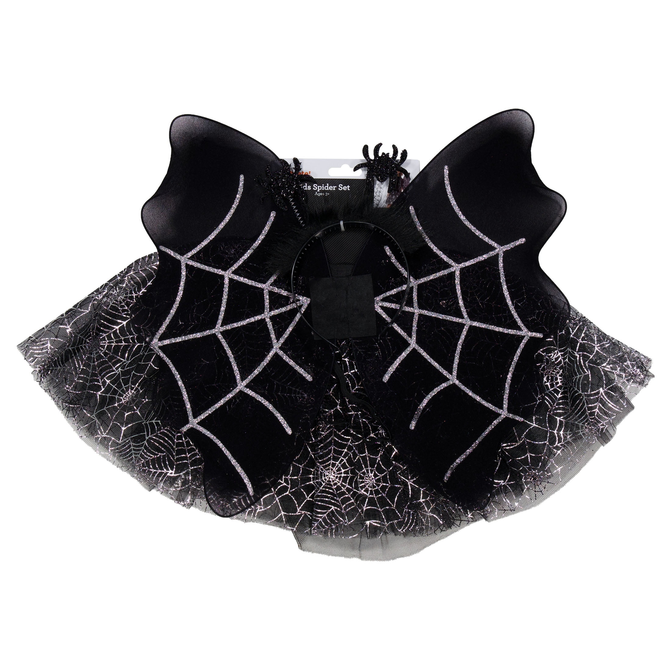 Spider Costume Accessory Set for Children, Black and Silver, 3 Pieces, Halloween by Way To Celebrate