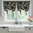 thumbnail image 4 of Black Spring Floral Tie Up Curtains 45 Inches Long, Kitchen Window Curtains Over Sink, Elegant Pastoral Flowers Birds Watercolor Small Window Curtains Balloon Curtains Valances for Bedroom 34"x45", 4 of 8
