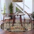 thumbnail image 3 of Spring Flower Round Area Rug 5Ft Washable Circle Rugs for Living Room Bedroom, Farmhouse Vintage Truck Black Plaid Wood Grain Non-Slip Carpet Floor Mats Indoor Outdoor Carpet Runner Home Decor, 3 of 8