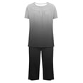 thumbnail image 4 of Frostluinai Gradient Pajama Sets for Women 2 Piece Short Sleeve Hide Belly Henley Shirts with Capri Pants Soft Comfy Sleepwear Loungewear, 4 of 5