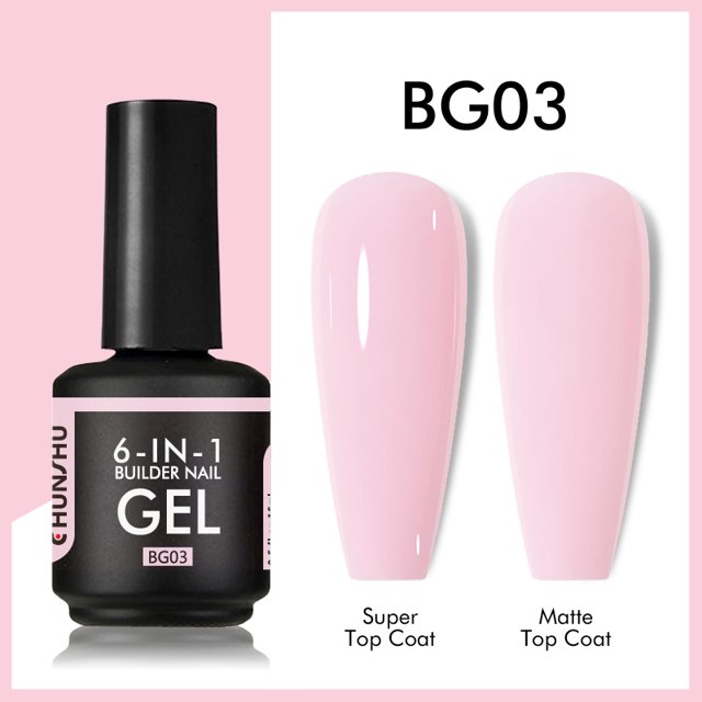 CHUNSHU-esmalte de Gel UV 6 en 1, extensión en una botella, constructor de Gel para uñas, capa Base de goma, arte de uñas semipermanente, autonivelante, 15ML