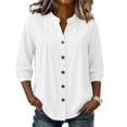 thumbnail image 7 of fheaev Summer Tops for Women V Neck 3/4 Sleeve Loose Fit Lightweight Solid Casual Office Blouse White 3XL, 7 of 7